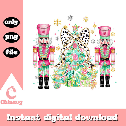 Retro nutcrackers coquette christmas tree png, christmas decor png