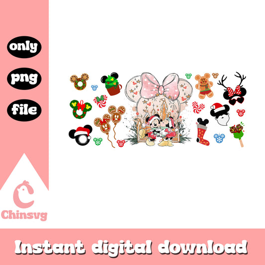Retro pink disney ear christmas png, disney movies animated png