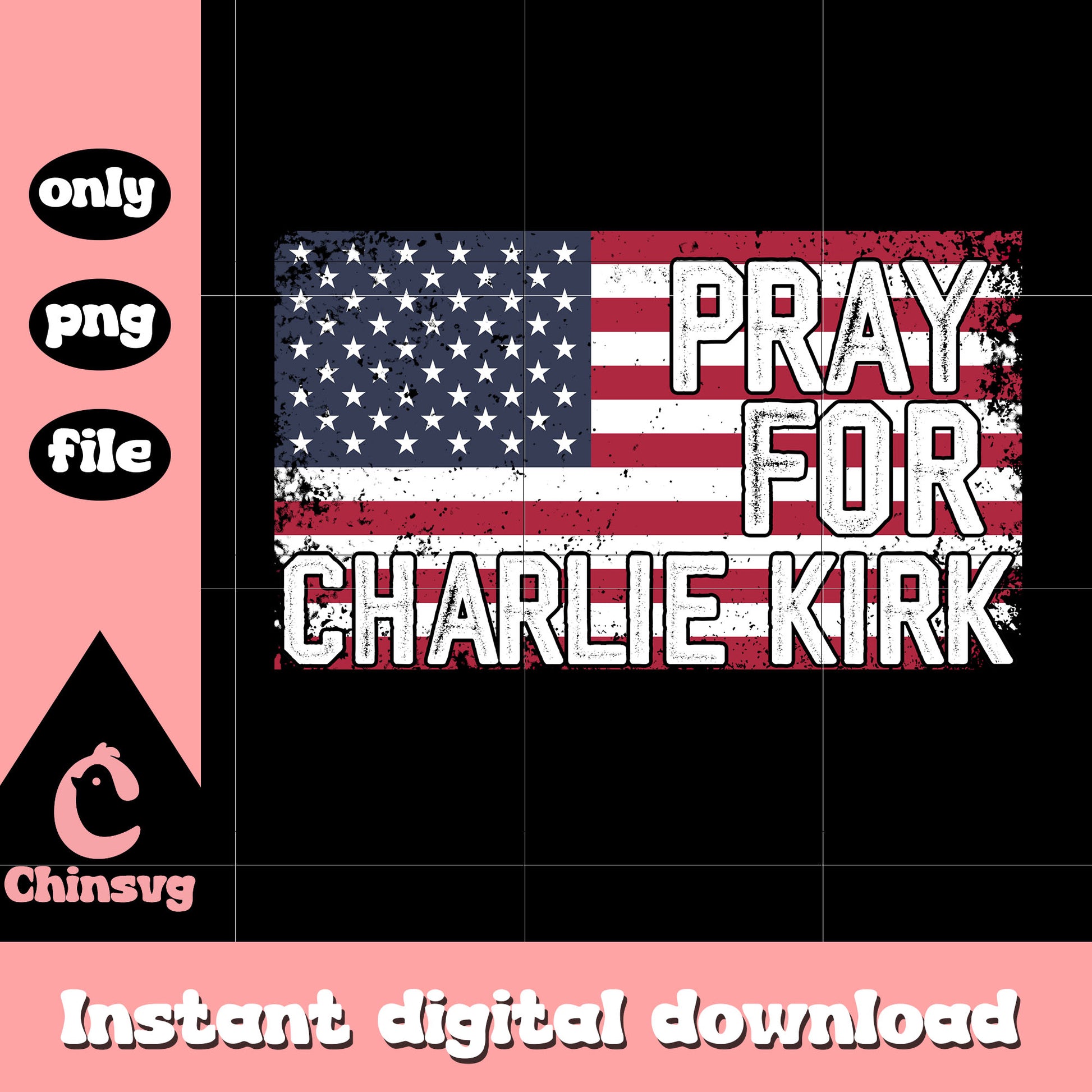 Retro pray for charlie kirk flag png, pray charlie kirk png