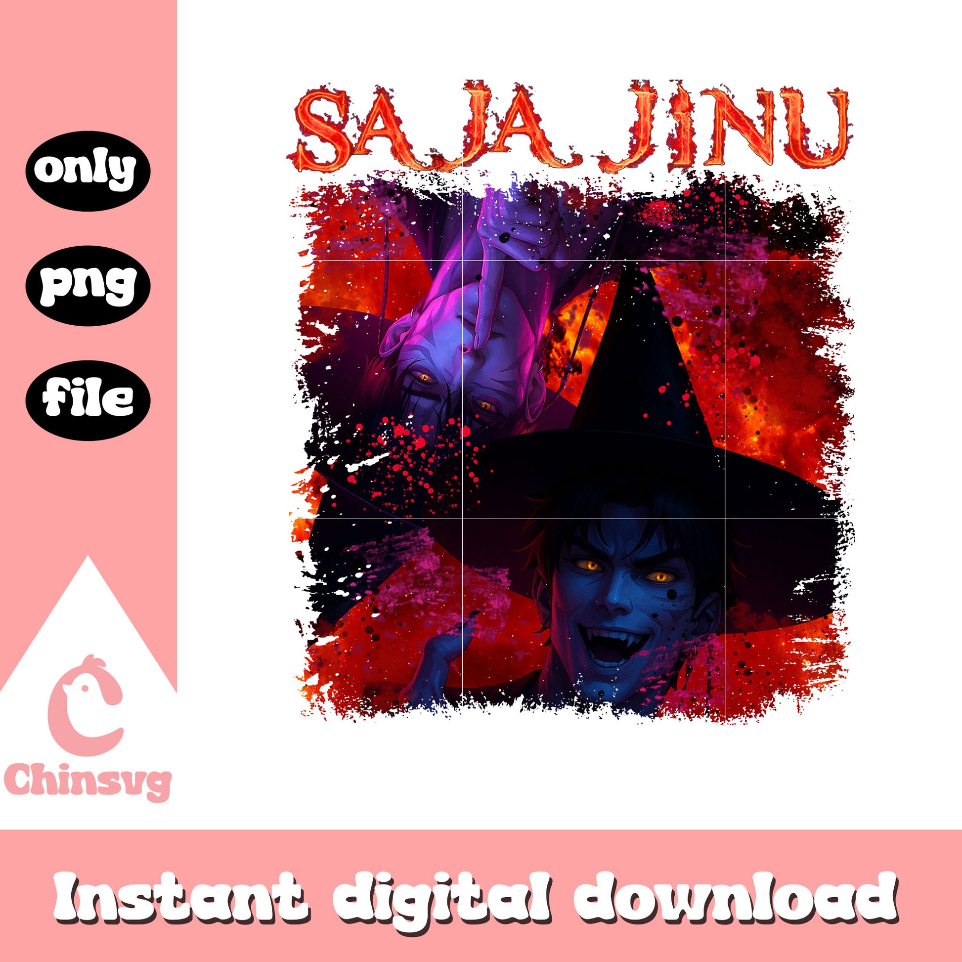 Retro saja jinu blood design png, jinu characters png, hunters movie png