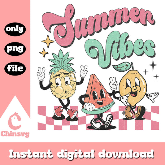 Retro summer vibes fruit design png, summer vibes​ png