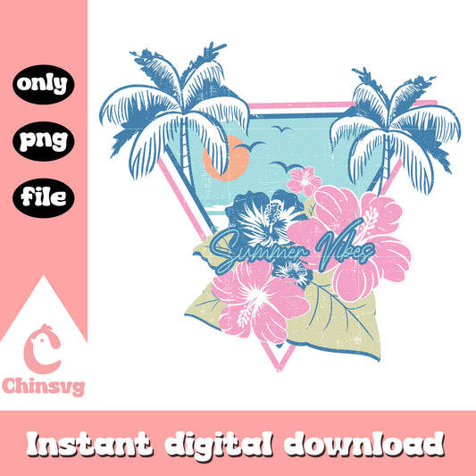Retro summer vibes triangle design png, vibes of summer​ png