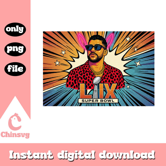 Retro super bowl lix design png, benito bowl png, bad bunny tour png
