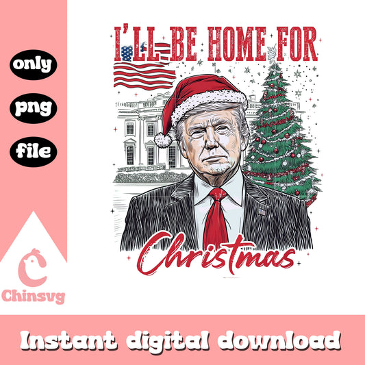 Retro trump i'll be home for christmas png, trump christmas png
