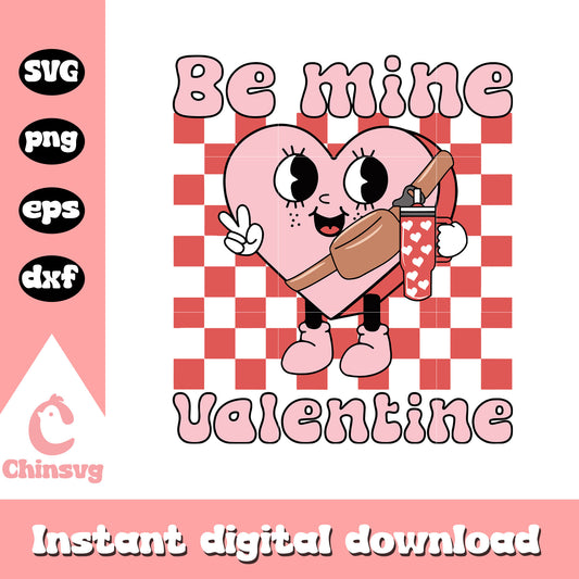 Retro valentine heart be mine svg, valentine heart svg