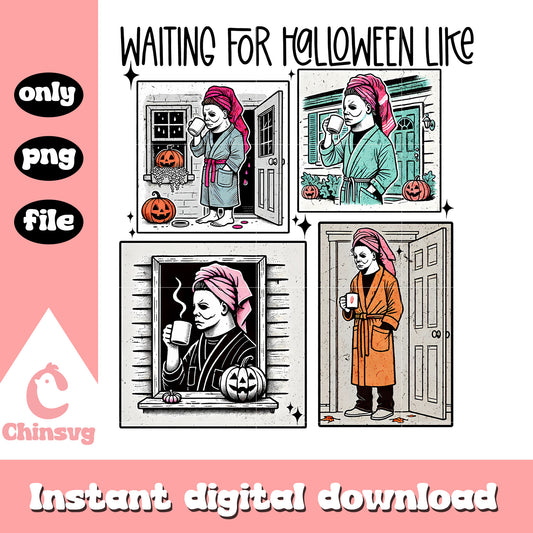 Retro waiting for halloween like michael myers png, halloween png