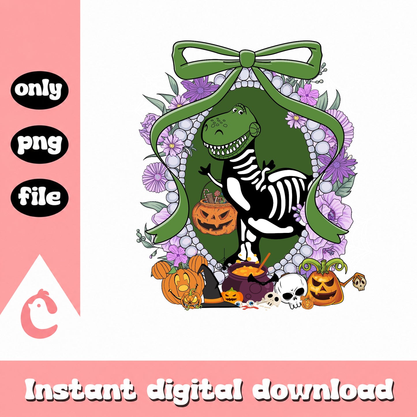 Rex Skeleton Halloween PNG, Toy Story Halloween PNG, Dinosaur Halloween PNG