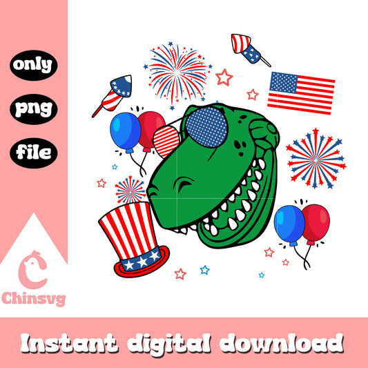 Rex dragon toy story png, america flag png, the 4th of july png