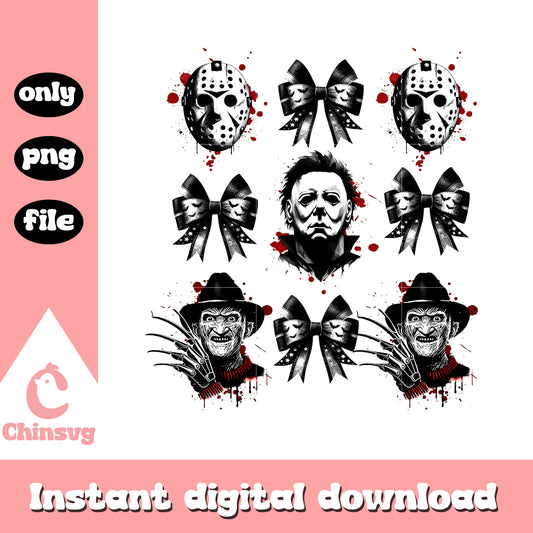 Ribbon spooky characters halloween design png, halloween ideas png