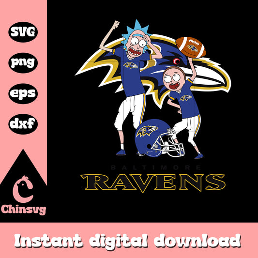 Rick and morty baltimore ravens design svg, espn nfl svg