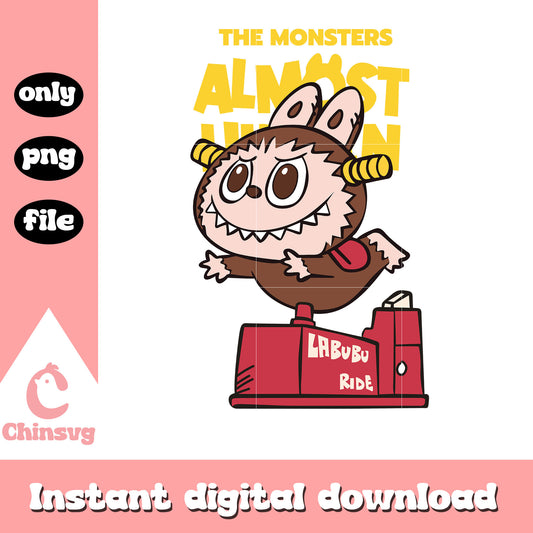 Rider labubu clipart design png, the monsters labubu png