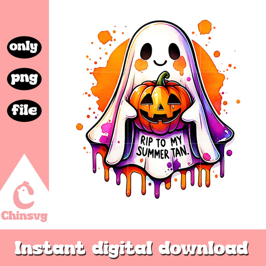 Rip to my summer tan design png, spooky ghost png