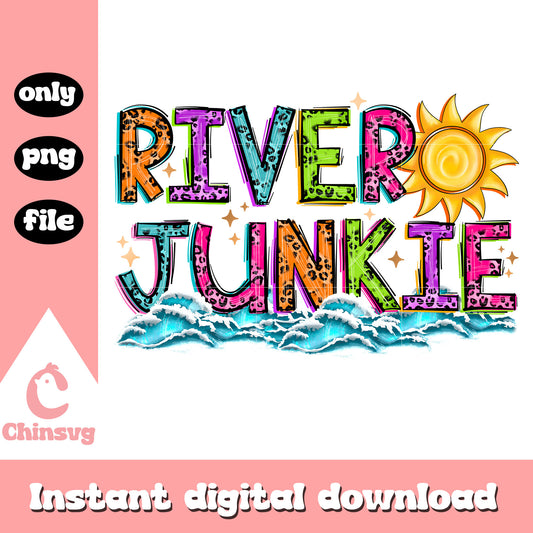 River junkie waves design png, summer vibes​ png, trending png