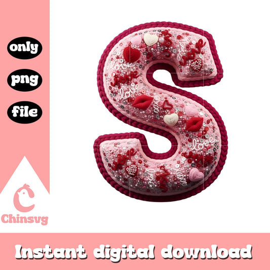 R lips crochet valentine png, valentine's day alphabet​ png