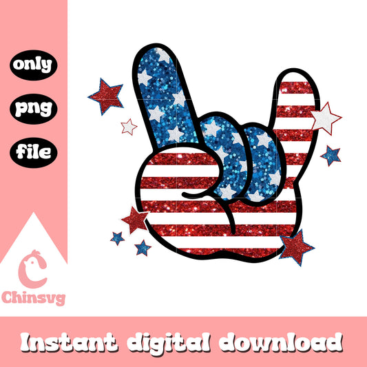 Rock Hand America Freedom Png, Happy 4th of July png, rock hand png