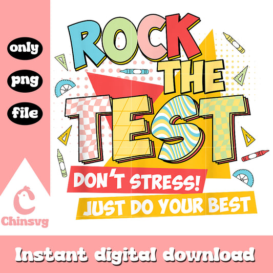 Rock the test testing day retro motivational teacher png, test png