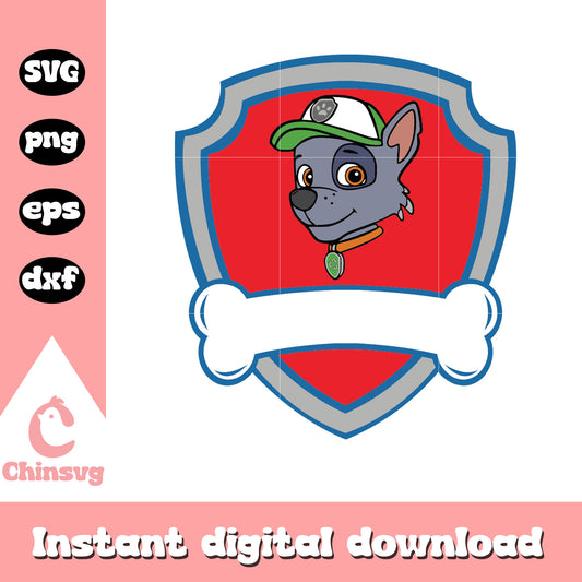Rocky paw patrol member logo design svg, paw patrol team svg