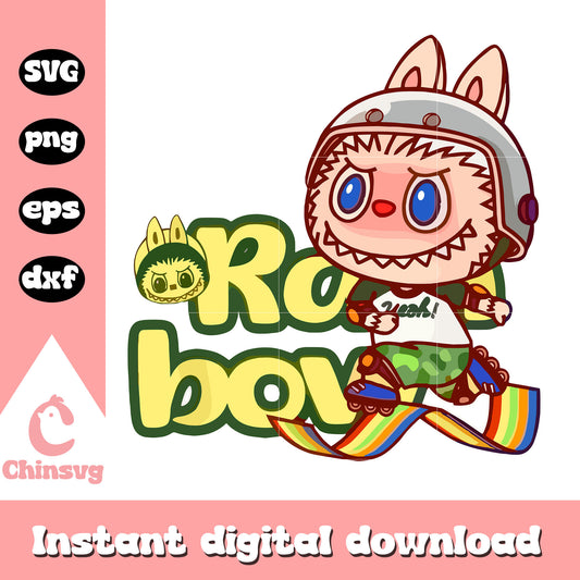 Rollerblading labubu cute doll design svg, labubu clothing svg