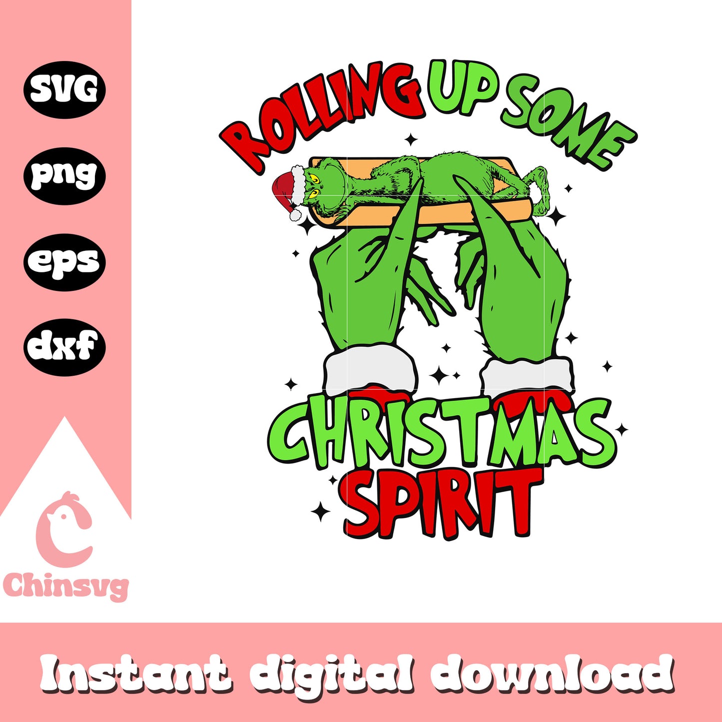 Rolling up some christmas spirit design svg, grinch hand svg