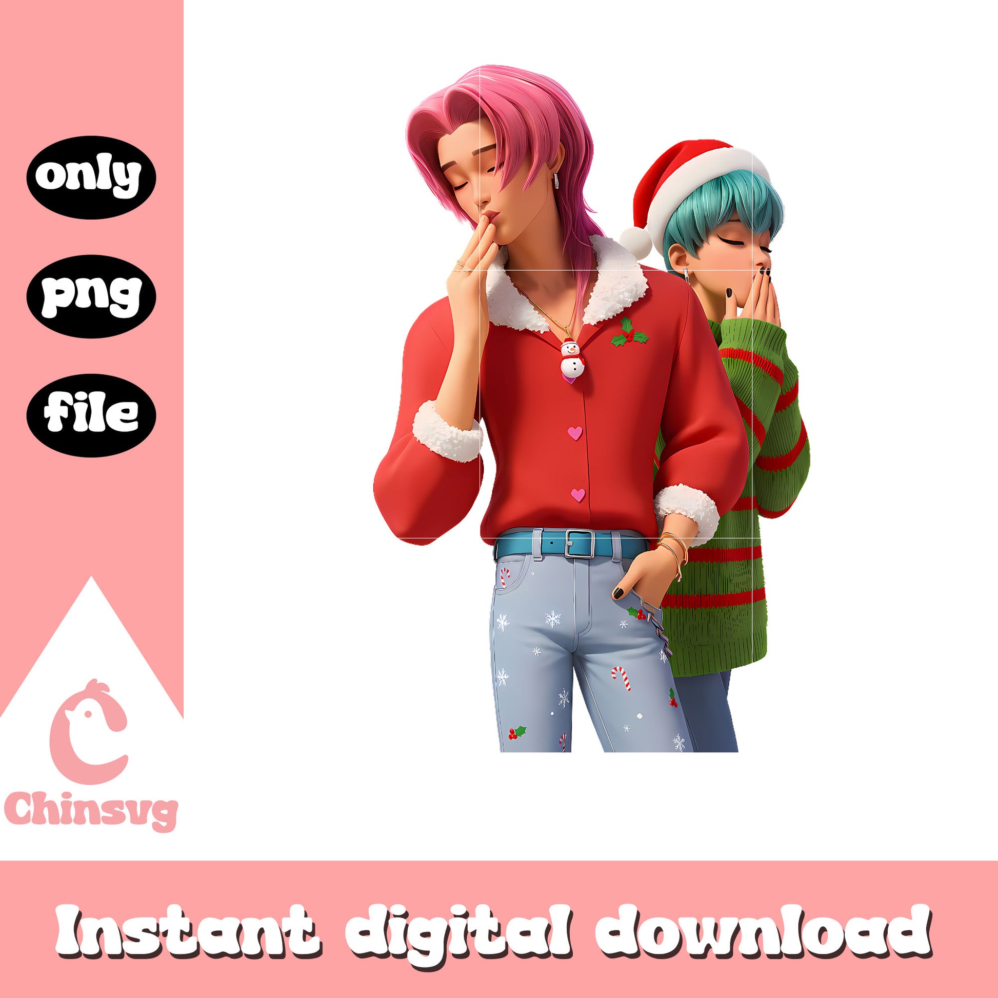 Romance and baby saja boys christmas png, christmas kpop png