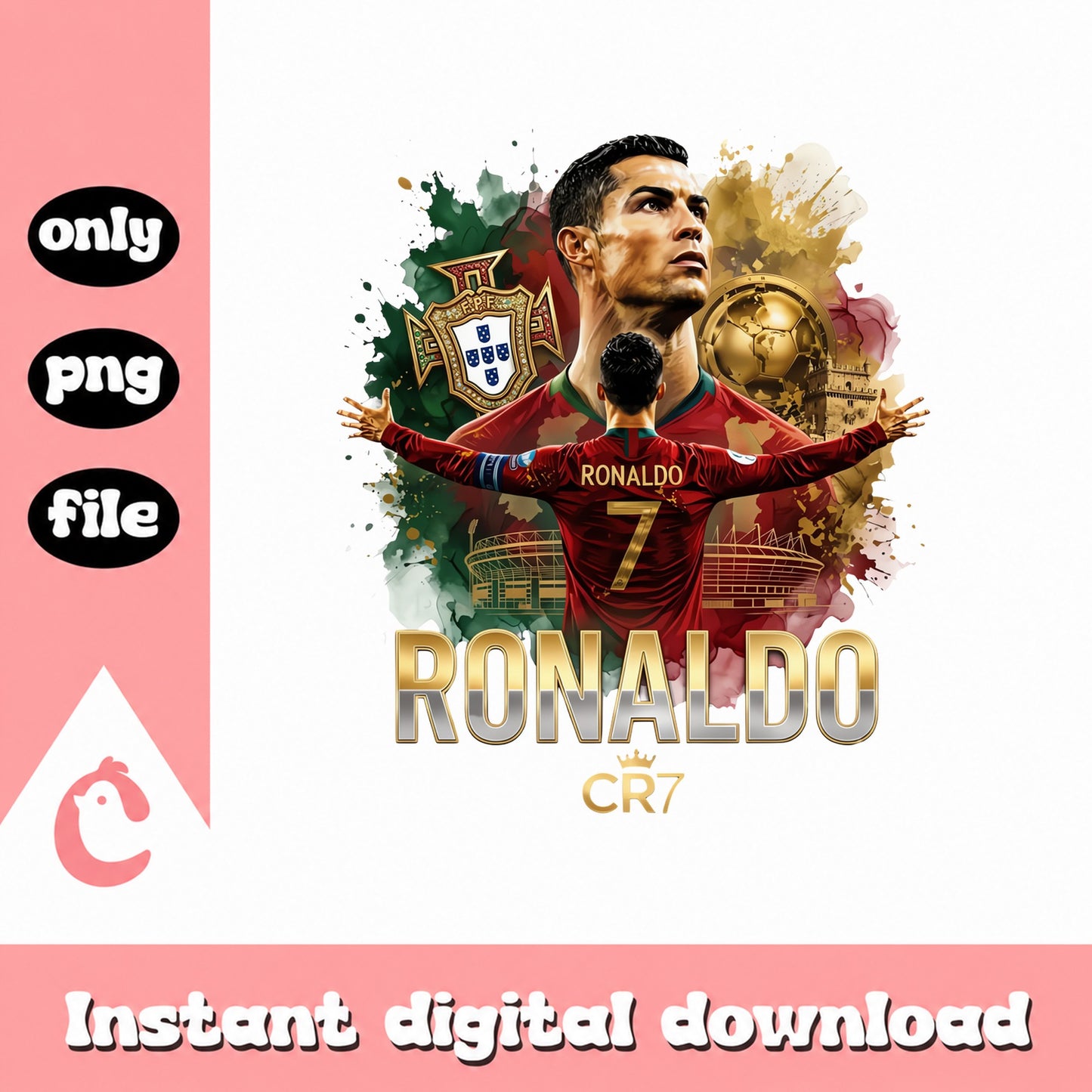 Ronaldo CR7 Portugal Soccer PNG, Football Player Art, Sports PNG