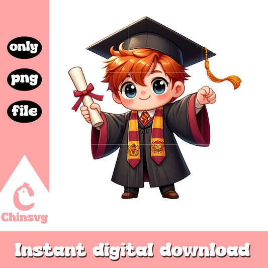 Ron weasley chibi graduation design png, movies harry potter png 