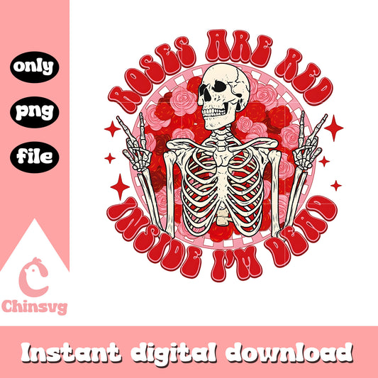 Rose and red inside Im dead design png, skeleton crew png