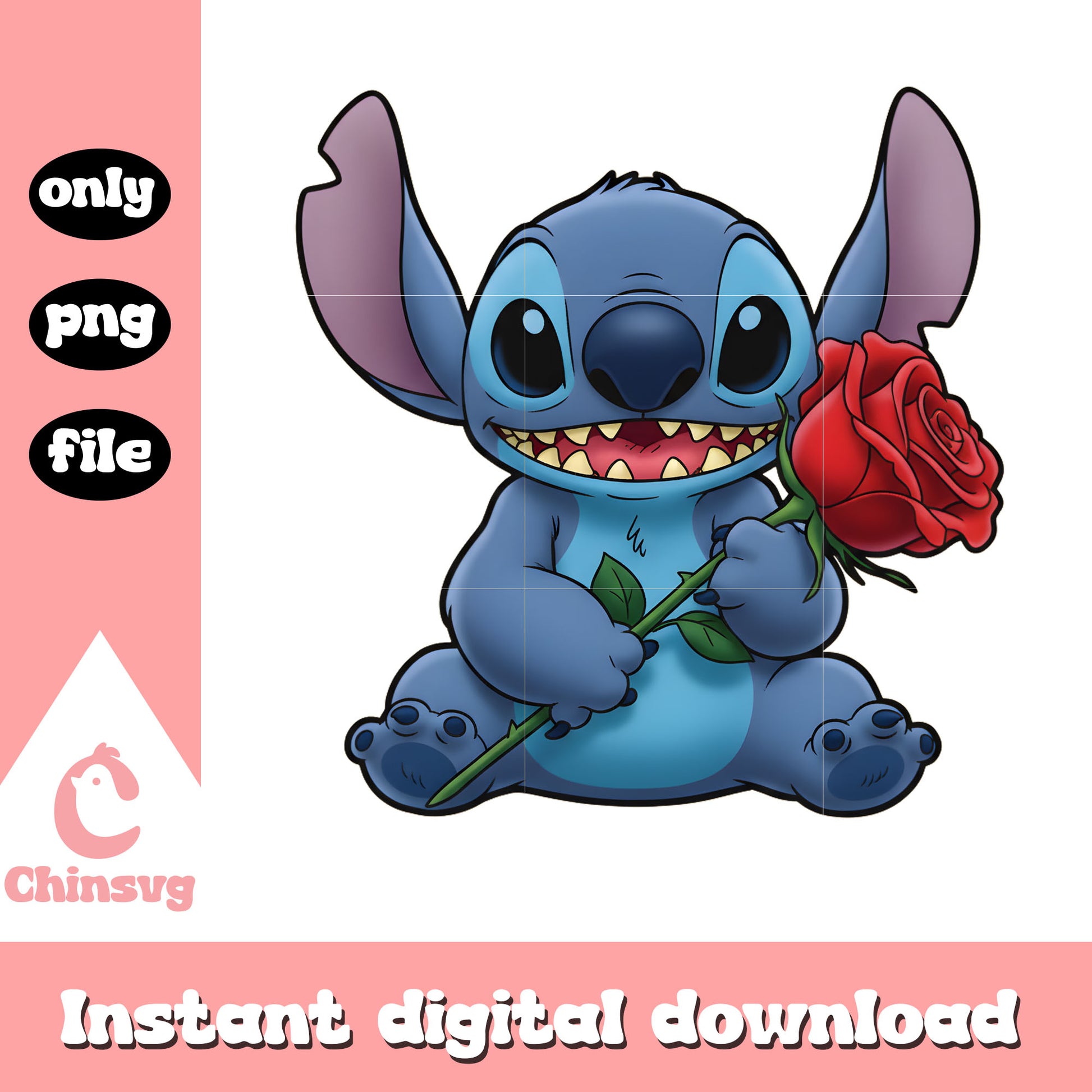 Rose stitch character valentine png, valentines day stitch​​​​ png