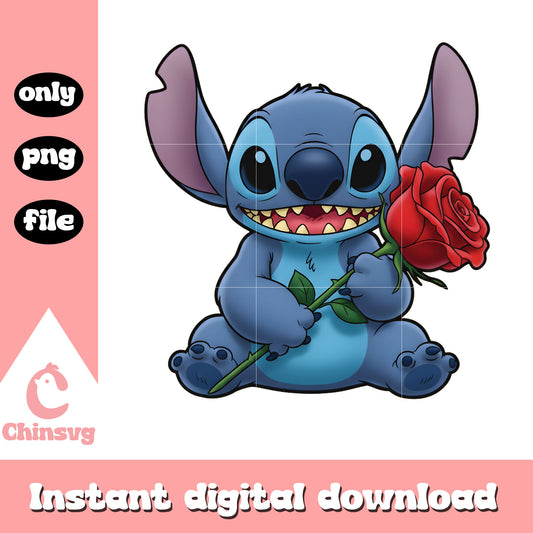 Rose stitch character valentine png, valentines day stitch​​​​ png
