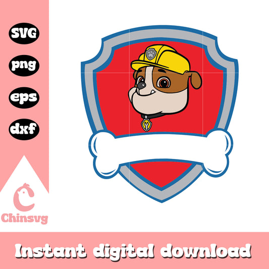 Rubble face and bone shield design paw patrol svg, paw patrol svg