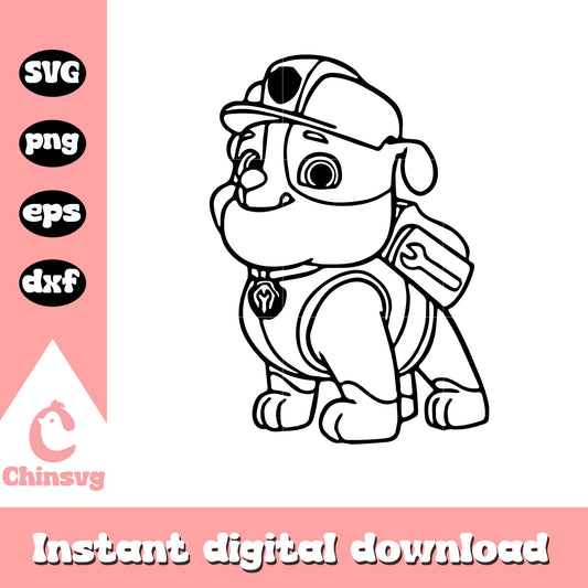Rubble paw patrol character outline svg, paw patrol cast svg