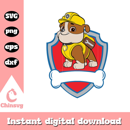 Rubble shield paw patrol design svg, paw patrol svg, shield svg