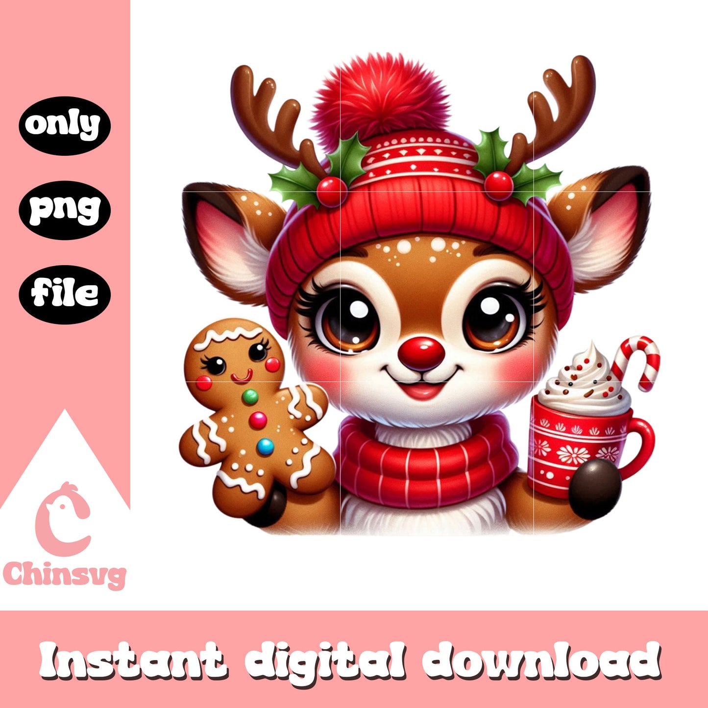 Rudolph on christmas eve design png, christmas vacation png