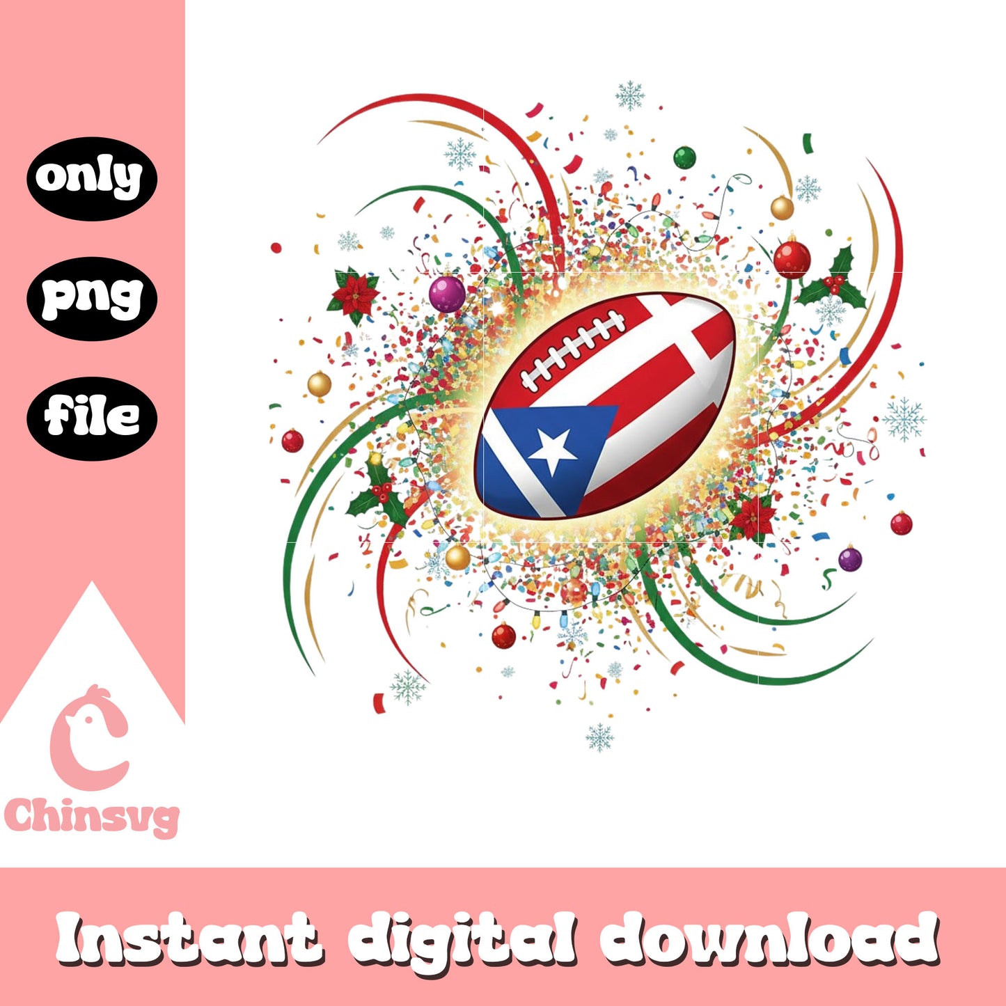 Rugby ball christmas design png, rugby ball​ png, christmas png