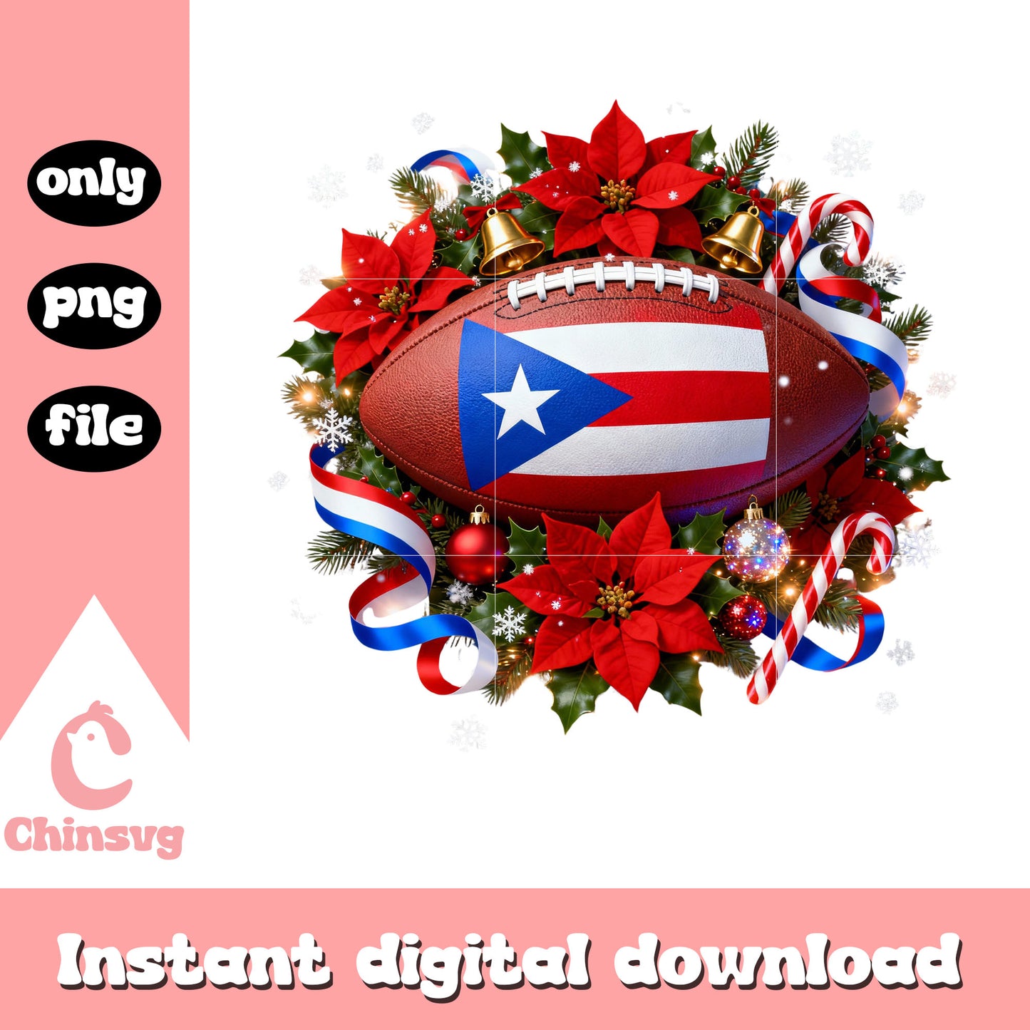 Rugby ball flower christmas png, football nfl png, benito bowl png