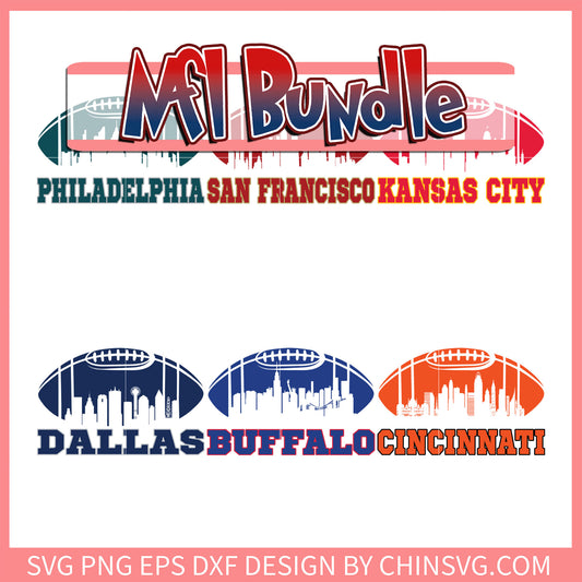 Rugby ball nfl city logo design bundle svg, reddit nfl​ svg
