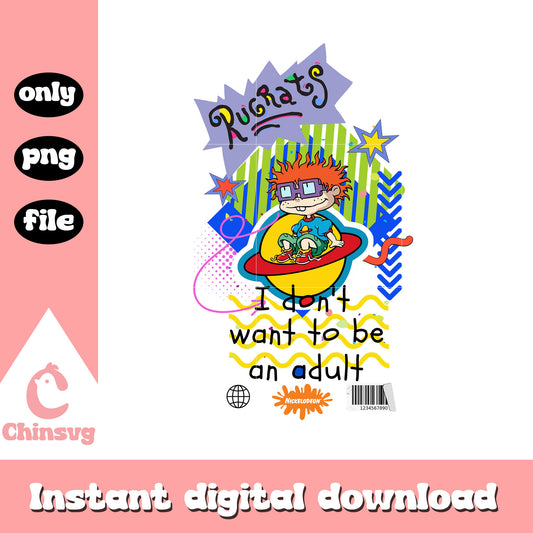 Rugrats i don't want to be an adult design png, chuckie finster png