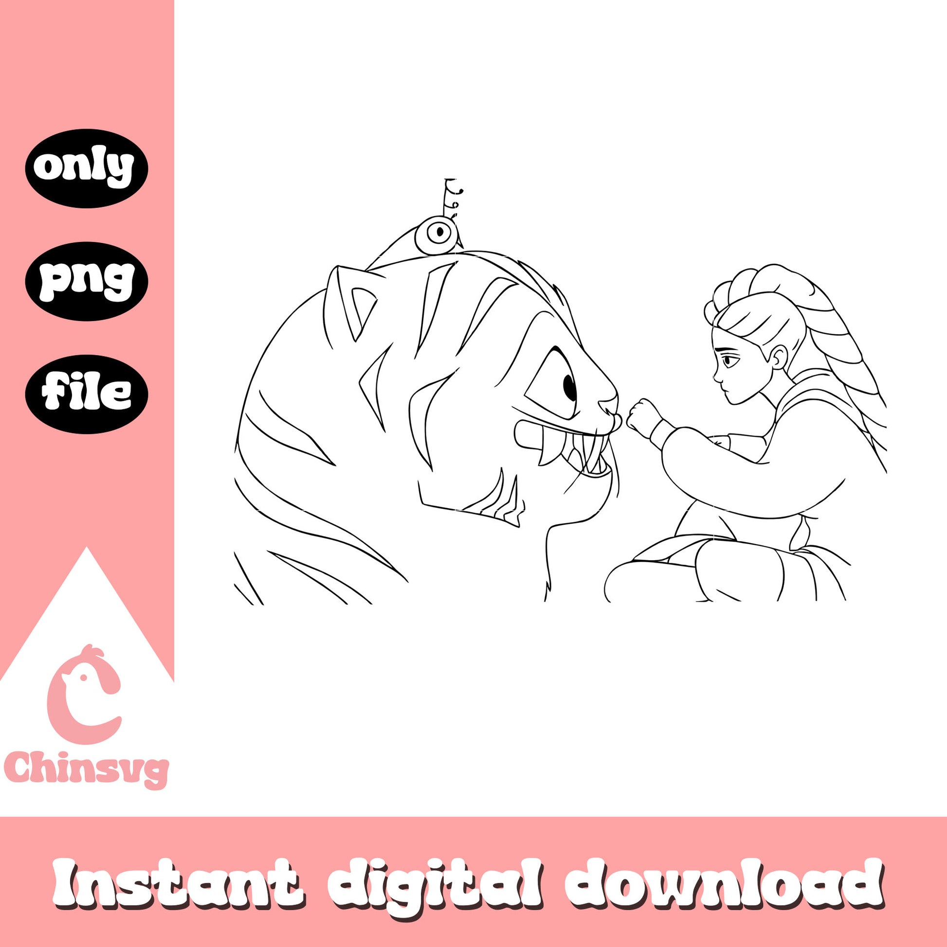 Rumi and derpy tiger outline png, kpop demon hunters cast png