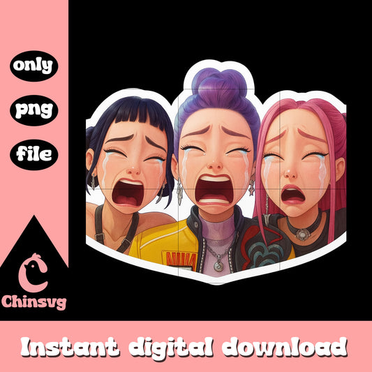 Rumi and friends crying design png, huntrix movie png