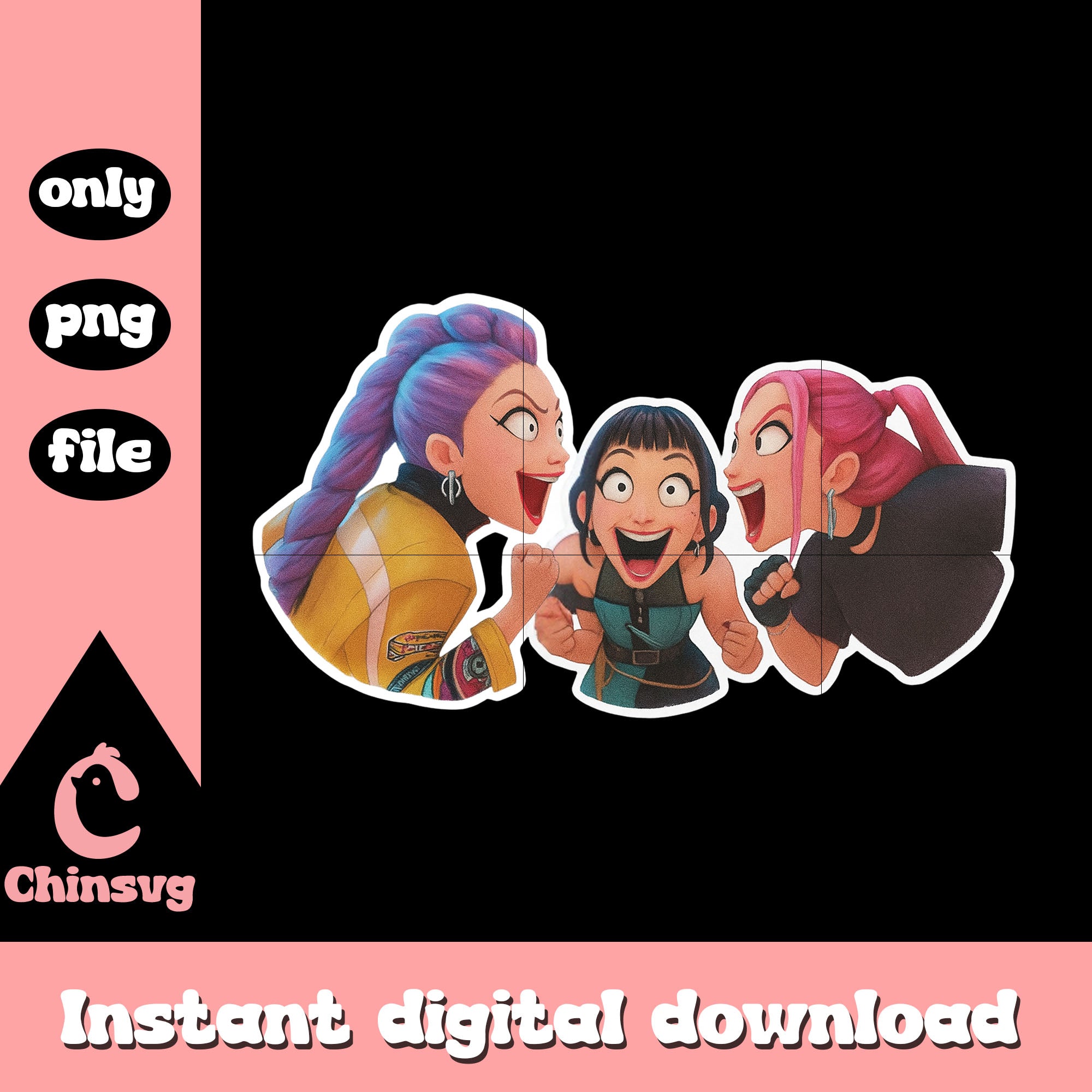 Goofy Rumi Rumi and friends laugh funny png, kpop demon hunters png – Chinsvg