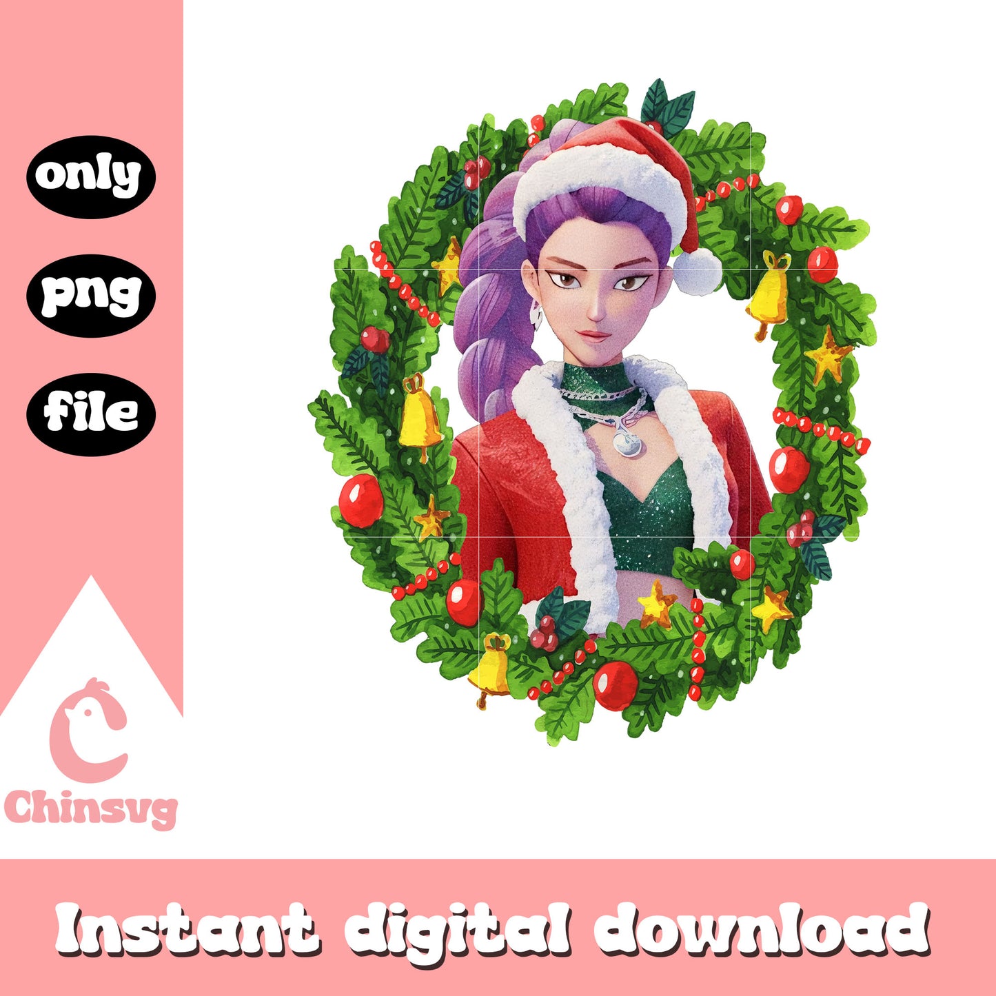 Rumi christmas wreath png, custom christmas ornaments​ png