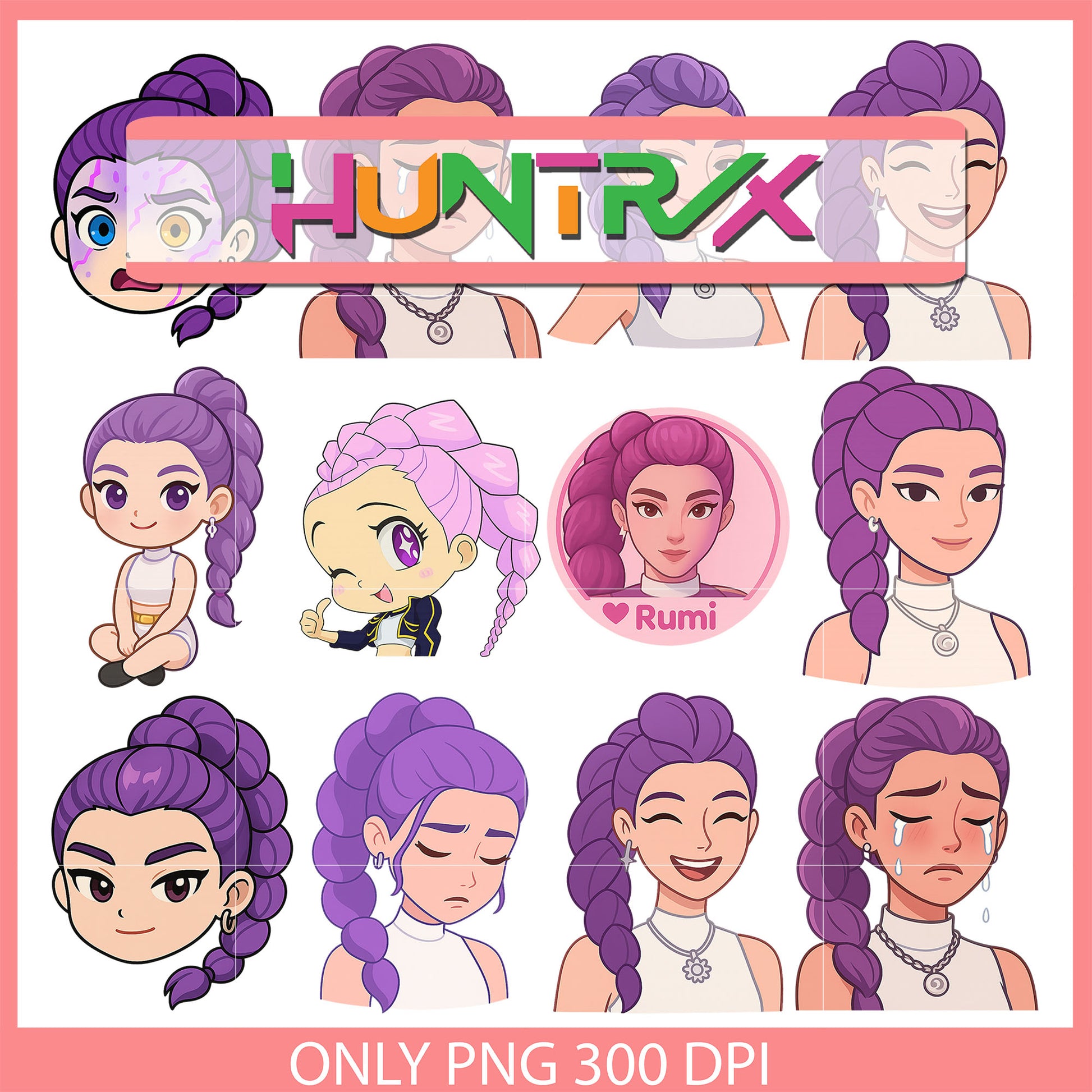 Rumi emotion hunters design bundle png, rumi character png