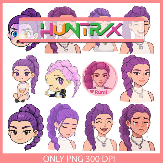Rumi emotion hunters design bundle png, rumi character png