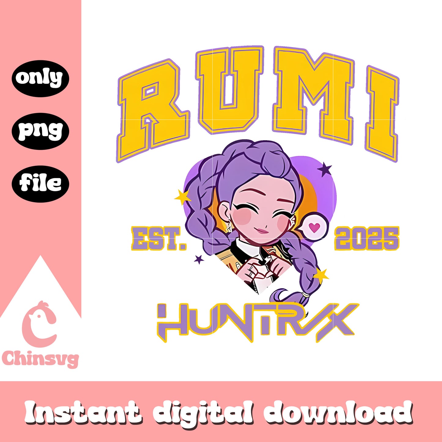 Rumi est 2025 huntrix love design png, kpop demon hunters png
