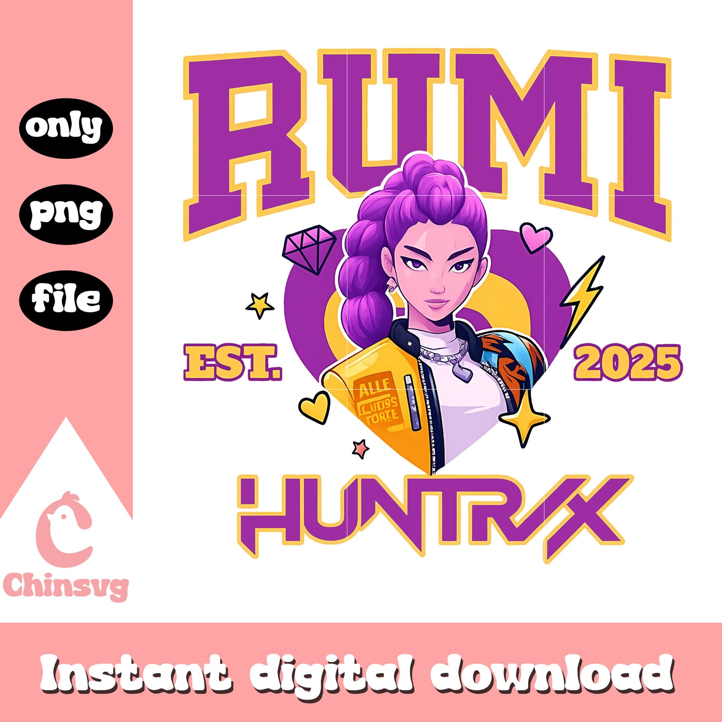 Rumi est 2025 huntrix movie design png, kpop demon hunters png