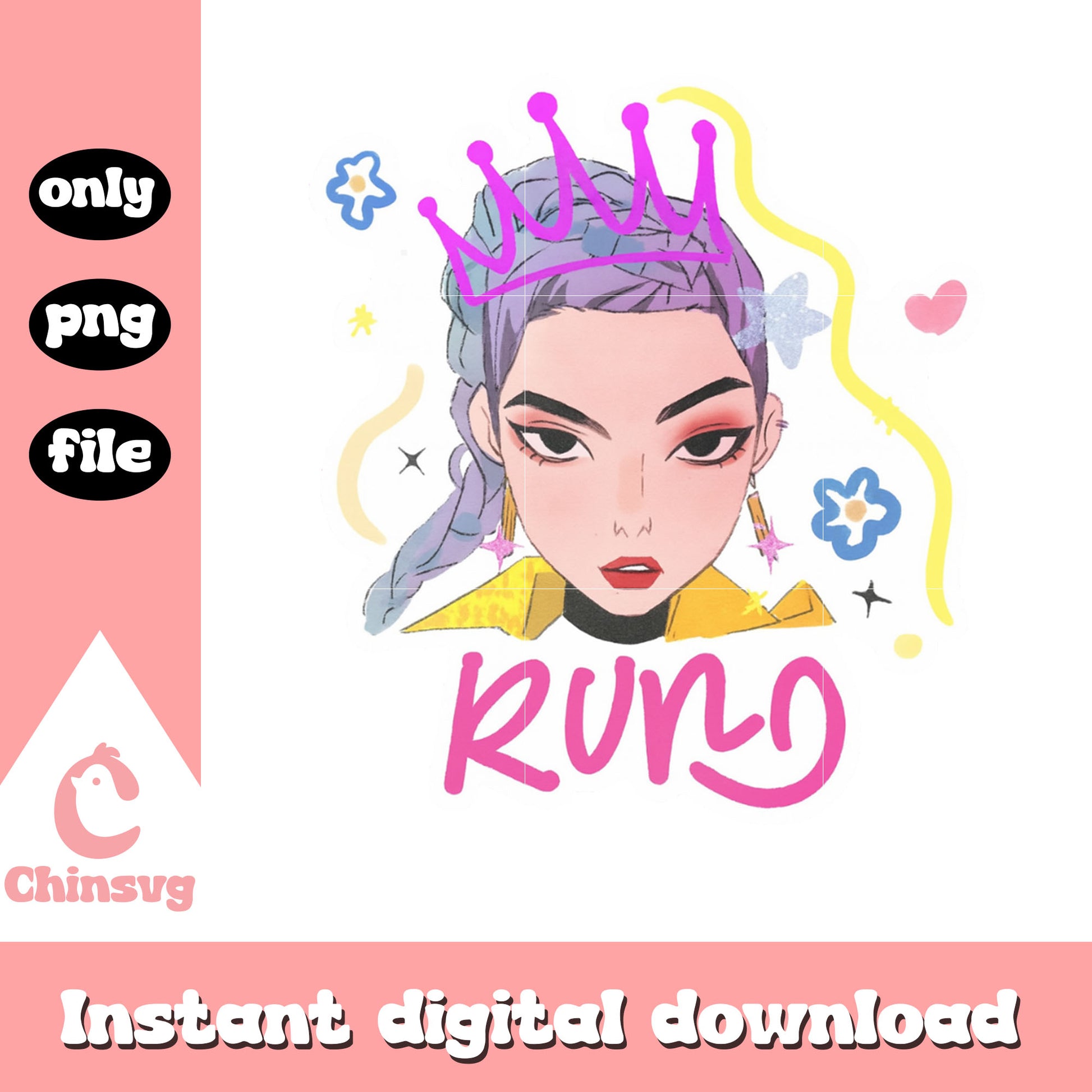 Rumi hunter sticker design png, kpop demon hunters rumi png