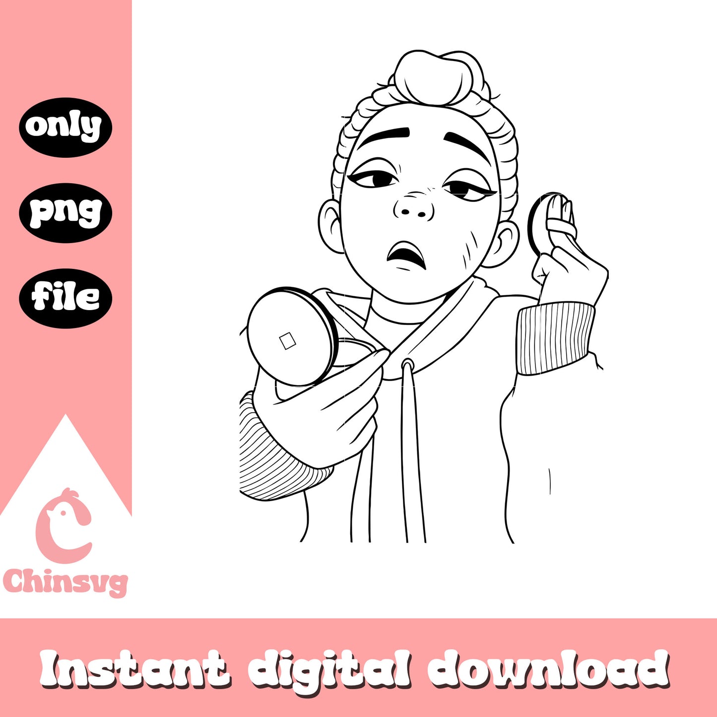 Rumi huntrix make up outline png, rumi character png