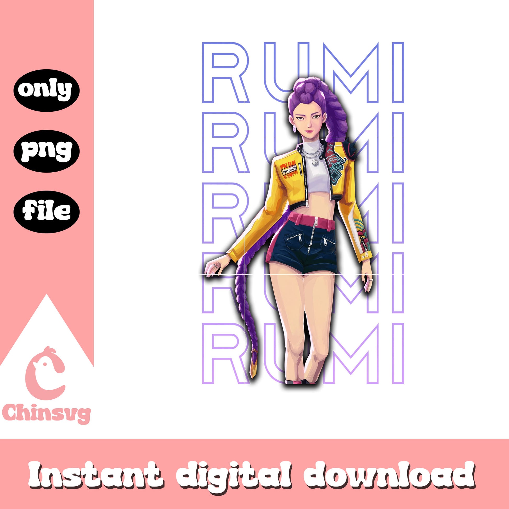 Rumi huntrix member design png, kpop demon hunters png