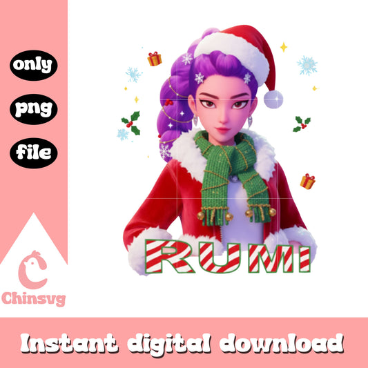 Rumi huntrix santa claus outfits png, rumi kpop demon hunters png