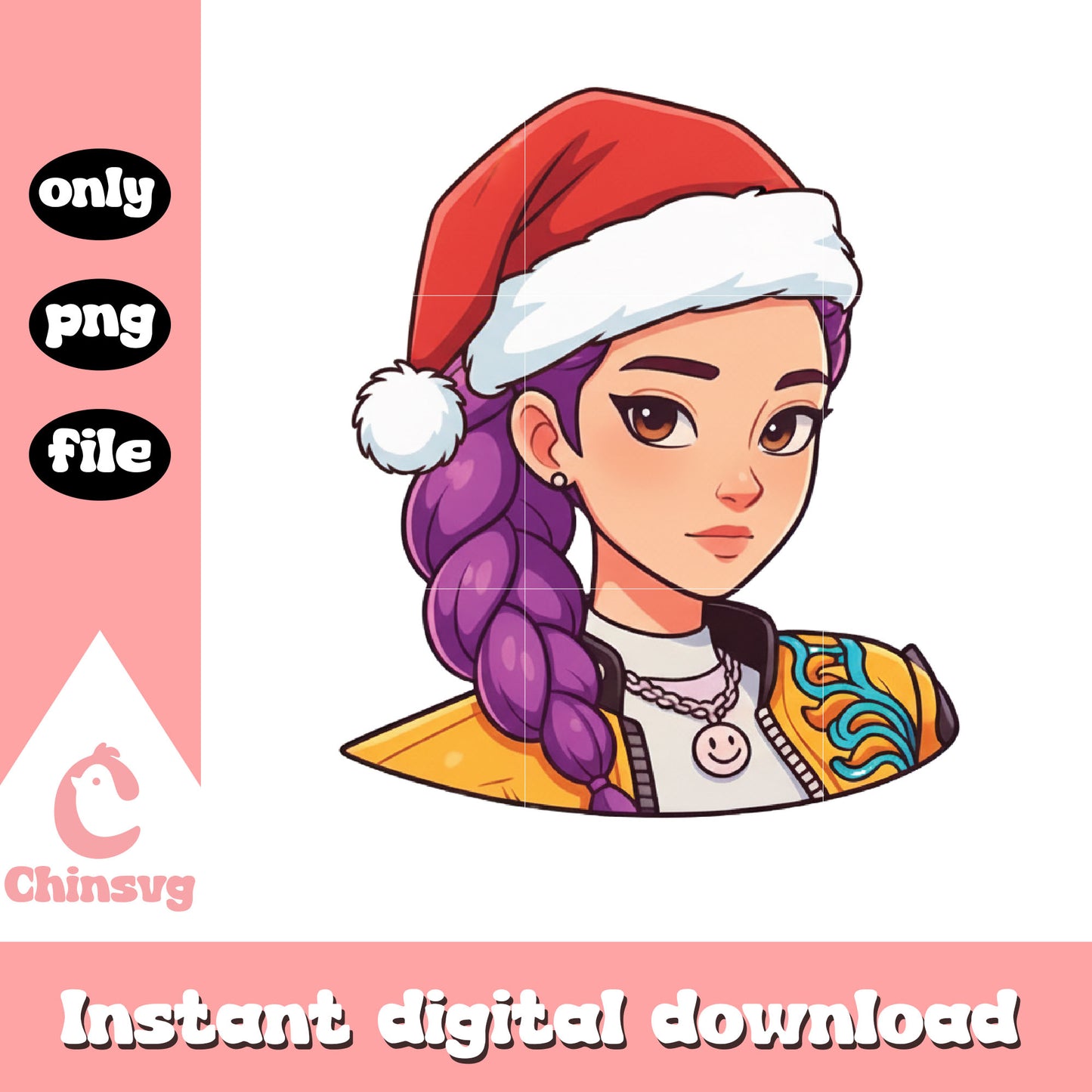 Rumi huntrix santa hat design png, rumi kpop demon hunters png
